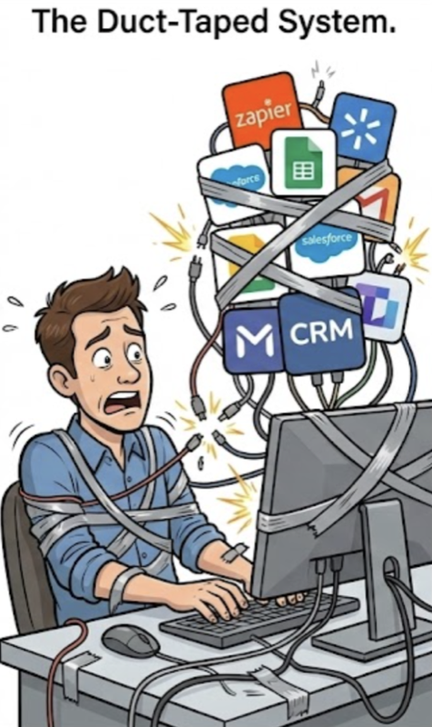 The Duct-Taped System - multiple tools connected chaotically